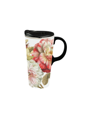 Cypress Home Romantic Afternoon Ceramic Travel Coffee Mug, 17 Ounces