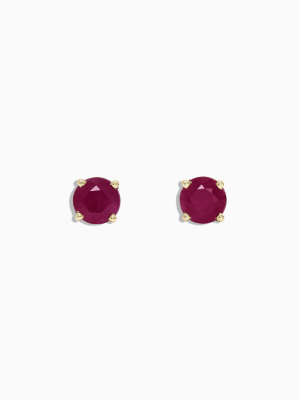 Effy Ruby Royale 14k Yellow Gold Ruby Stud Earrings, 1.14 Tcw