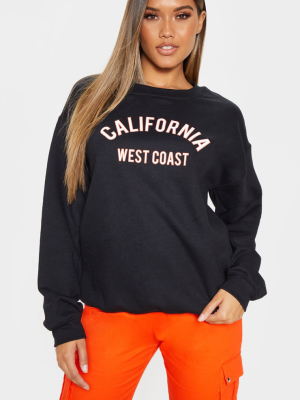 Black California Slogan Oversized Sweater