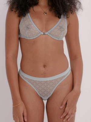 Diamond Mesh Thong Spring Blue