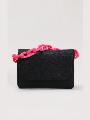 Black Pu Pink Chain Grab Bag