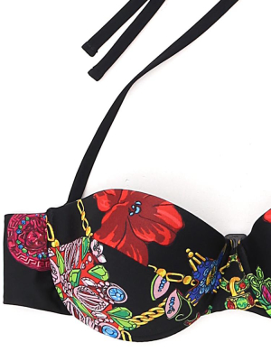 Versace Printed Halterneck Bikini Top