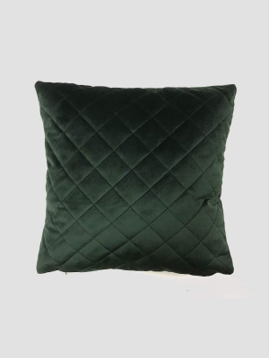 Diamond Detail Cushion 43x43cm In Bottle Green