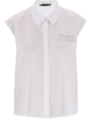 Love Moschino Embellished Logo Sleeveless Shirt