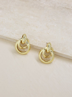 Classic Vibes Multi Ring 18k Gold Plated Statement Stud Earrings