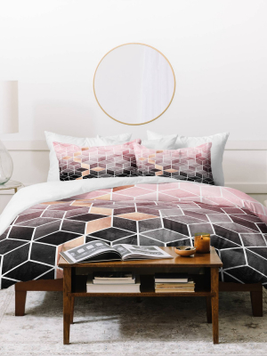 Elisabeth Fredriksson Gradient Cubes Duvet Set Pink - Deny Designs