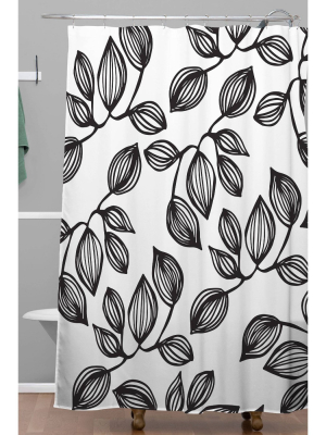 Julia Da Rocha Leaves Shower Curtain Black/white - Deny Designs