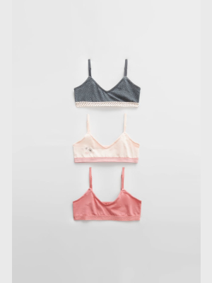 Three-pack Of Printed Bralettes