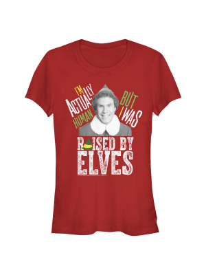 Junior's Elf Buddy Human Raised By Elves T-shirt