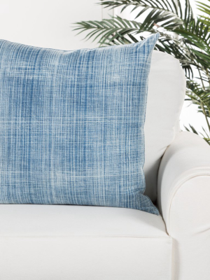 Morgan Handmade Soild Blue & White Throw Pillow