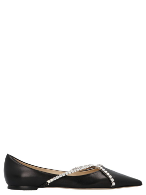 Jimmy Choo Genevi Crystal Embellished Straps Flats