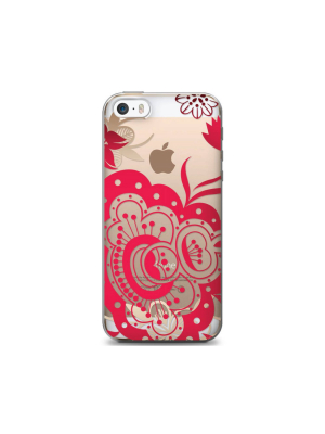 Iphone 6/6s Case - Otm Floral Prints Clear - Paisley Red