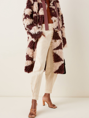 Margot Reversible Patchwork Shearling Coat