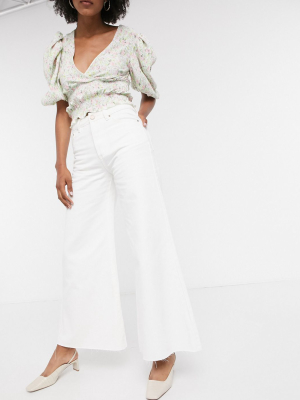 Lost Ink Wide Leg Jeans In White