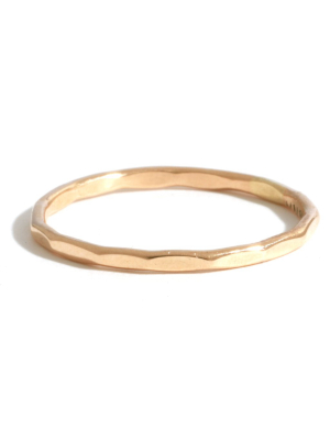 Hammered Texture 1mm Band - Yellow Gold
