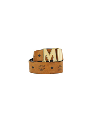 Mcm Visetos Logo Buckle Reversible Belt