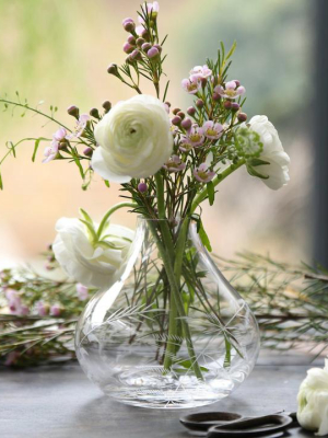 Small Crystal Vase With Ferns