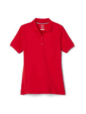 French Toast Young Womans' Uniform Short Sleeve Pique Polo Shirt - Red