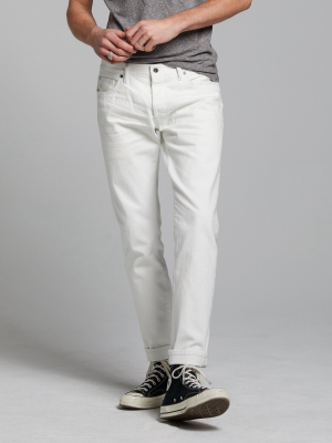 Slim Fit Lightweight Japanese Selvedge Stretch Jean In White Wash