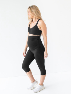 Francesca Maternity & Postpartum Support Capri Leggings | Classic Style - Black