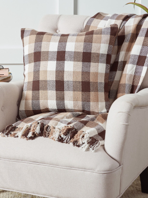 C&f Home Dunmore Plaid Cocoa Woven Throw