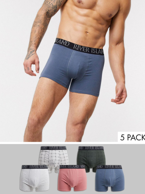 River Island Trunks With Contrast Waistband 5 Pack