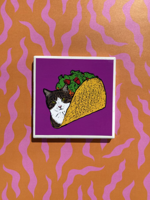 Taco Cat Pop Art Coaster