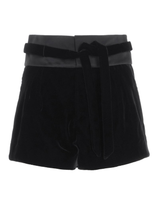 Saint Laurent Tie Belt Velvet Shorts