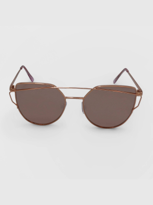 Women's Aviator Metal Silhouette Sunglasses - Wild Fable™ Rose Gold