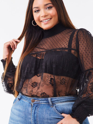 Plus Size Sheer Lace Top