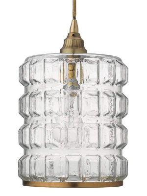 Madison Pendant In Clear Glass With Antique Brass Hardware