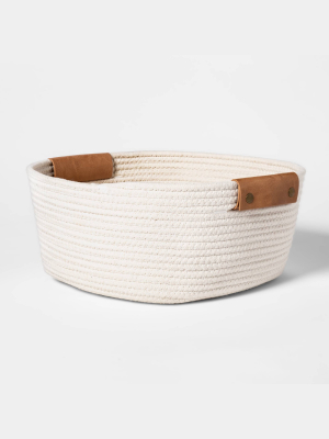 13" Decorative Coiled Rope Square Base Tapered Basket Small White - Threshold™