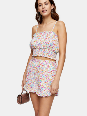 Floral Print Ruched Sun Top