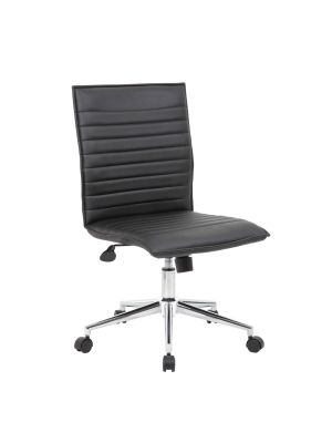 Armless Task Chair Black Vinyl - Boss Office Products