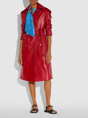 Leather Trench With Ruching Detail