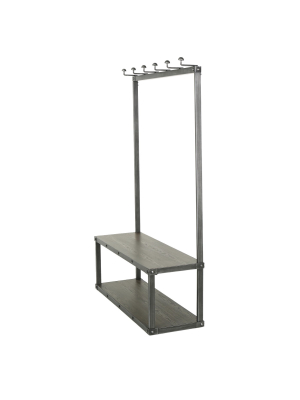 Vigo Entry Bench With Coat Rack - Gray - Christopher Knight Home