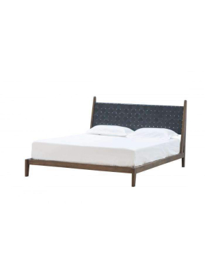 Cove Belted Leather Teak Bed