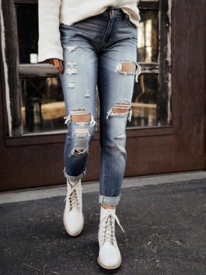 Kancan Distressed Relaxed Denim - Final Sale