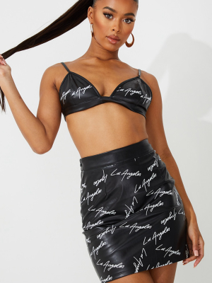 Black Los Angeles Pu Bralet