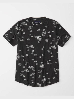 Curved Hem Floral Graphic Tee