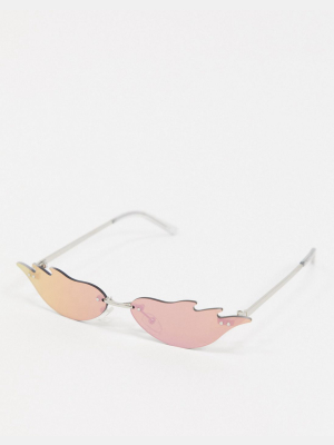 Asos Design Flame Fashion Glasses In Flash Lens