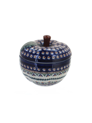 Blue Rose Polish Pottery Daisy Apple Baker