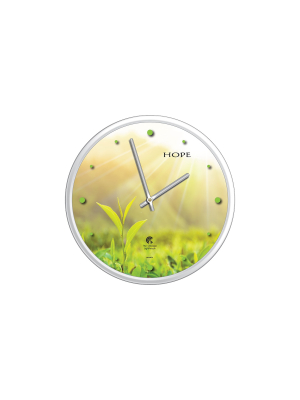 12.75" X 1.5" Tea Leaf Hope Decorative Wall Clock White Frame - By Chicago Lighthouse