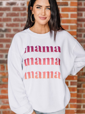 Ombre Mama White Corded Graphic Sweatshirt