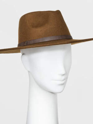 Women's Wide Brim Felt Fedora Hat - Universal Thread™ Brown One Size