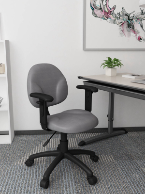 Diamond Task Chair In With Adjustable Arms Gray - Boss Office Products