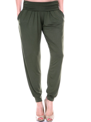 Lightweight Drawstring Waist Harem Pants