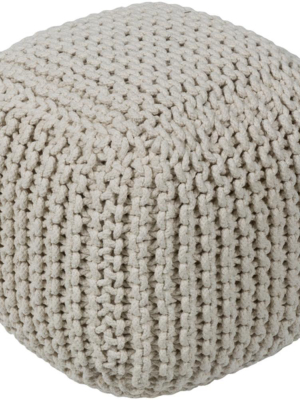 Braga Cotton Pouf In Cream Color