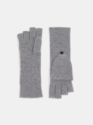 Fold-back Gloves In Ribbed Cashmere