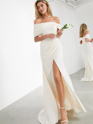 Asos Edition Beatrice Bardot Drape Wrap Wedding Dress